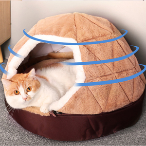 Peppy Buddies New Design Fresh Dual-use Triangle Semi-Closed Coral Fleece Breathable Sustainable All Seasons Pet House Cat <b>Bed</b> - Product Image 3