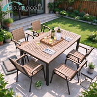 Ensemble de meubles de jardin et de salon modernes et durables en aluminium, 7 pièces, avec chaises et table de bistrot