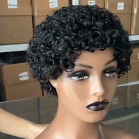 Pas cher Coupe Pixie Perruques Bouclées Perruques fabriquées à la machine Cheveux humains cheveux vierges brésiliens Perruques courtes Coupe Pixie pour femme noire