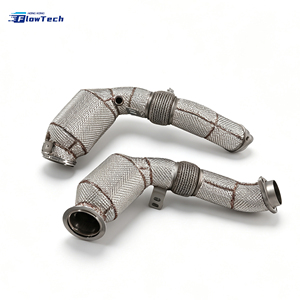 Downpipe turbo haute performance pour BMW E71 X5M X6M 4.4T S63 avec bouclier thermique, tuyau d'échappement racing avec filtre à catalyseur 200 cellules Euro 5 - Product Image 4