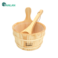Seau et louche de sauna en bois de pin naturel Fanlan avec insert en plastique pour le remplissage d'eau dans la salle de vapeur
