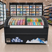 Congélateur coffre commercial HiKitchen avec couvercle coulissant incurvé en verre Low-E, tubes en cuivre haute densité, éclairage LED économe en énergie, 220V