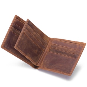 New Arrival Genuine Cow Crazy Horse Leather <b>Card</b> <b>Holder</b> <b>Wallet</b> Short RFID Feature - Product Image 1