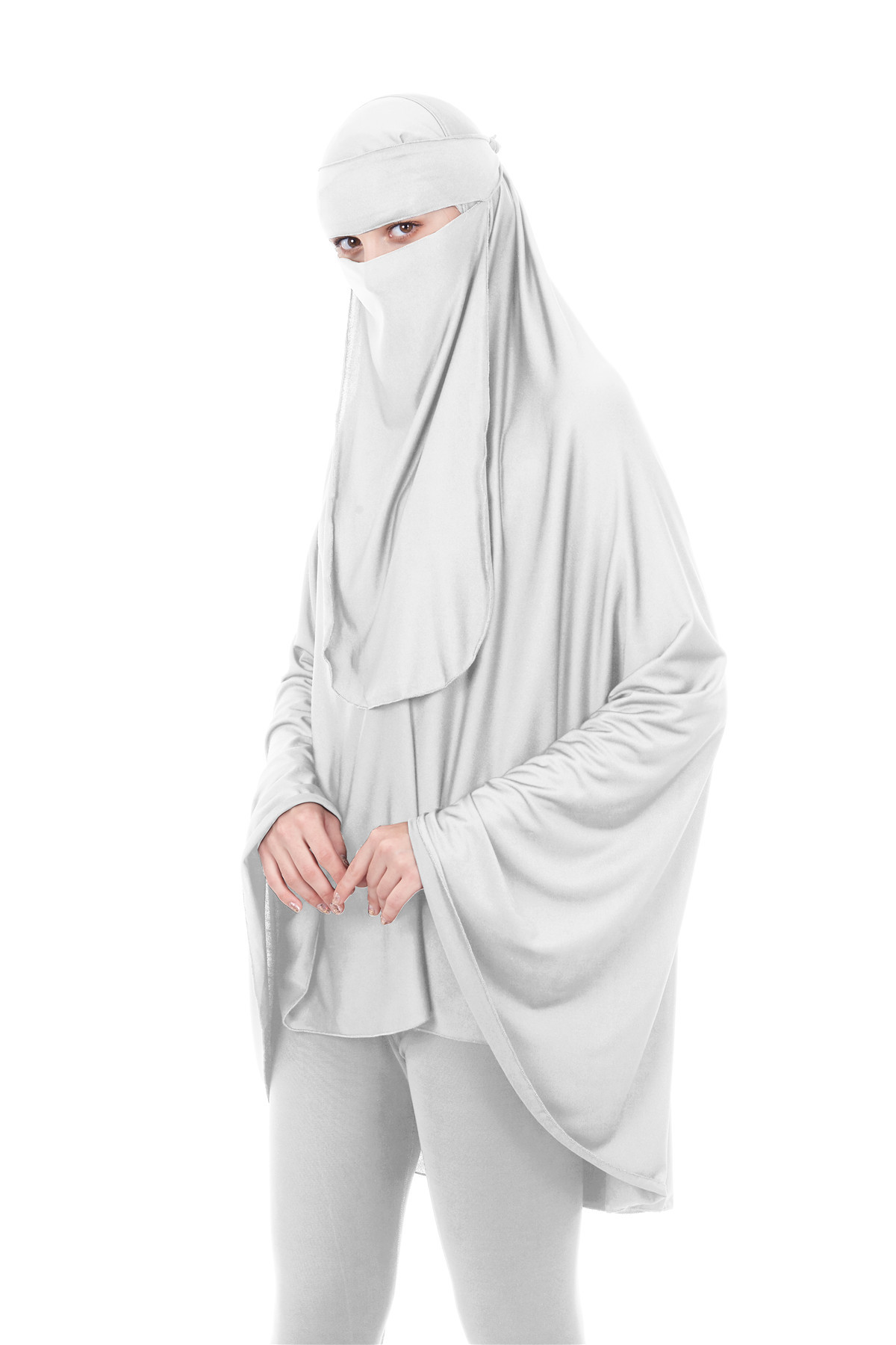 2021伊斯兰服装高品质穆斯林面纱头巾罩袍niqab牛奶丝两件套abaya