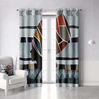 Rideaux occultants 100 % en polyester à œillets, motif femme africaine, haute densité, sur mesure/design, design moderne et luxueux, OEM