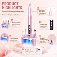 Machine à ongles électrique avec lampe UV intégrée, kit de manucure professionnel, support de bits de bureau, fournisseur OEM de marques privées
