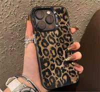 Coque de téléphone portable en TPU avec impression léopard dorée scintillante, plaquée argent, pour iPhone Xs Max 11 12 13 14 15 16 17 18 Air