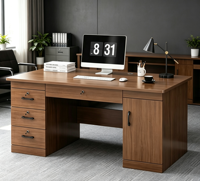 Escritorio de Oficina Moderno y Minimalista de Madera, Escritorio Individual para Gerente, para Oficina en Casa, Estudio o Lugar de Trabajo