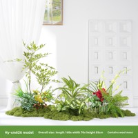 Plantes artificielles pour aménagement paysager, vignettes d'angle, arrangements de bonsaï, mousse bionique, combinaisons de fleurs artificielles et de mousse