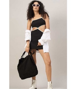 Robe midi tendance pour femmes, unie, taille naturelle, coton extensible, écologique, légère, tissu doux, fête, voyage - Product Image 1