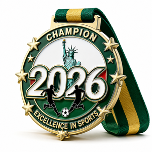 Medallas Deportivas Personalizadas <span class=keywords><strong>de</strong></span> Acrílico y Metal Chapado en Oro para Campeones <span class=keywords><strong>de</strong></span> Fútbol, Diseño <span class=keywords><strong>de</strong></span> Moda - Product Image 1