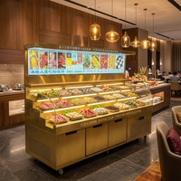 Refroidisseur d'air commercial à refroidissement direct avec présentoir en échelle pour buffet de restaurant en acier inoxydable - Légumes, viande, fruits de mer