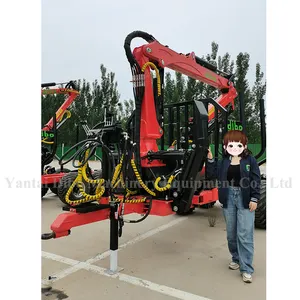 CE certification woodworking machinery 6.5m forestry hydraulic Wood log grapple PTO ATV timber logging log cranes for tractor