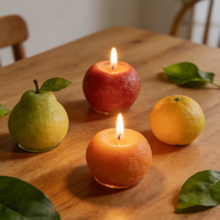 Bougies parfumées personnalisées en gros, parfum fruité, écologiques, créatives, en forme de fruit, décoration d'intérieur, cire de soja et de paraffine, pour les fêtes de Diwali