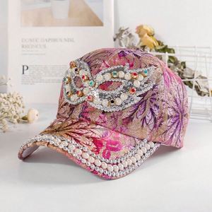 Casquette de baseball rose pour femme, originale, avec strass, vente en gros - Product Image 4
