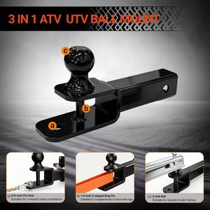OCTORA Soporte de enganche múltiple 3 en 1 para ATV/UTV, receptor de 2 pulgadas, bola de 2 pulgadas, capacidad de 2000 lb, acero al carbono con recubrimiento en polvo negro - Product Image 3