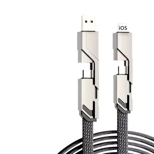 Kabel Data 2-tow 2-PD pengisi daya Tablet ponsel 66W penggunaan ganda tipe-c untuk ip dual usb dan usb-c 4 in 1 kabel pengisian daya