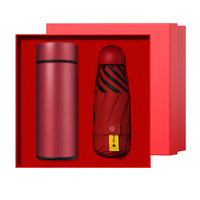 Nouvel ensemble cadeau de luxe en gros : Bouteille isotherme en acier inoxydable et parapluie, personnalisable avec logo, style professionnel, cadeaux Fête des Pères, protection UPF