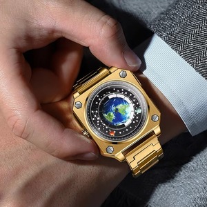 Reloj de Pulsera para Hombre Drioshipping Earth Watch, Correa de Acero Inoxidable, Diseño de Planeta Azul, Personalizado, Creativo, de Cuarzo - Product Image 3