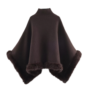 JKK Fur Women's 100% Real Cashmere & Fox Fur Long Poncho Spring Fashion Soft Shawl - Product Image 1