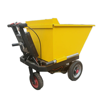 Nuevo Carro de Transporte Eléctrico para Construcción, Remolque con Contenedor Inclinable de Empuje Manual con Motor, Carretilla Eléctrica