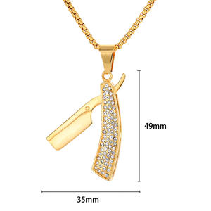 Hip Hop Shaver 18K chapado en oro Cubic Zirconia impermeable no deslustre Acero inoxidable joyería de moda colgantes para Mujeres Hombres Hombre - Product Image 1