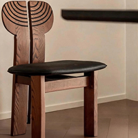 Chaise de salle à manger en bois massif Wabi-sabi, dossier sculpté rétro, chaise de designer chinois pour la maison, chaise de loisirs moderne, économique et durable