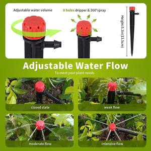 <span class=keywords><strong>Goutteur</strong></span> réglable au sol de 13cm avec 8 trous et couleur rouge à 360 degrés, tige intégrée pour l'irrigation et l'arrosage - Product Image 6