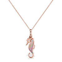 Collier Pendentif Hippocampe en Nacre Rose Plaqué Or Rose pour Femme, Motif Vie Marine Tropicale