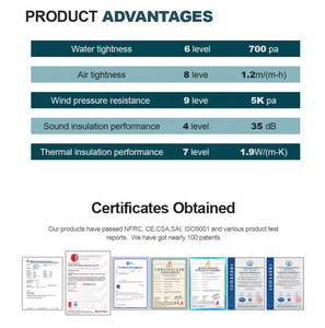 Personnalisé <span class=keywords><strong>pour</strong></span> les projets d'ingénierie Fenêtre en <span class=keywords><strong>aluminium</strong></span> double verre trempé NFRC AS2047 Certification Hurricane Fenêtre à battant - Product Image 2