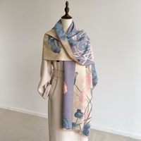 Nouveau foulard long et épais en polyester pour femmes musulmanes, style chinois Lotus Carpe, 185 cm, usage quotidien à Hangzhou