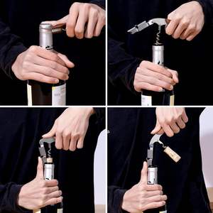 ไขควงเปิดจุกไวน์สำหรับบริกรมืออาชีพ<span class=keywords><strong>3</strong></span>แพ็กกระเป๋าหนังของขวัญด้ามจับยาวโรสวู้ดดีไซน์ทันสมัยทำจากสแตนเลส - Product Image 5