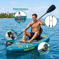 Papan SUP Tiup, Stand Up Paddle Board untuk Danau, Sungai, Olahraga Air, Tahan Lama, EVA PVC Drop Stitch, Logo Dapat Disesuaikan, Termasuk Pompa
