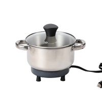 Casserole électrique multifonction en acier inoxydable de qualité alimentaire 1,8 L 12V/24V avec double poignée et revêtement céramique pour utilisation en voiture