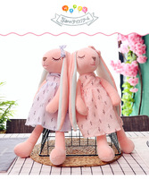 Boneka Kelinci Beludru Lembut Nan Menenangkan, Isi Kapas, Lapisan Jala, Telinga Panjang, Teman Tidur untuk Anak Perempuan, Remaja, Hadiah Paskah