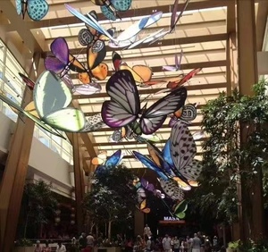 Hoge Kwaliteit Luxe Winkelcentrum Gigantische Kunstmatige Opknoping Grote <span class=keywords><strong>Led</strong></span> Vliegende Vlinder Decoratie Bruiloft Evenement Etalage - Product Image 6