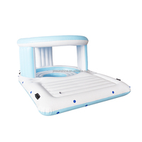 Île flottante gonflable personnalisée pour 4 personnes, grande île tropicale en PVC/vinyle, cabane aquatique, radeau, île de fête, flotteur de détente avec auvent