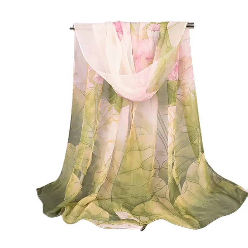 Hot sale High Quality Polyester Lightweight Chiffon long scarf fashion floral printed voile hijab other scarves women scarf