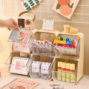 Office Organizer Desktop Storage <b>Box</b> 2L Rectangle Creamy White Transparent Solid Color Standing Type For <b>Tea</b> Coffee Milk <b>Tea</b> - Product Image 2