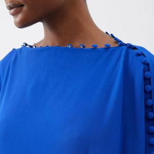 Robe ample islamique boutonnée avec fente latérale en crêpe pour femme, vêtement traditionnel musulman - Product Image 5