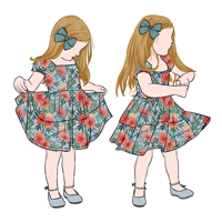 Robes à volants pour filles Little Glow Kids Custom Boutique, imprimées de fleurs vintage, à manches bouffantes, pour enfants, bébés et tout-petits
