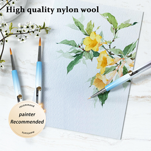 Lot de 5 pinceaux ronds en acrylique pour aquarelle, manche en plastique, pour artistes, vente en gros - Product Image 4