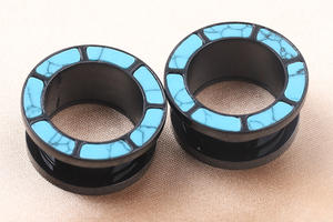 Edelstahl Tunnel Plug Ohrringe Piercing Schmuck Bunte Muschel Ohr stöpsel 14 Karat <span class=keywords><strong>Gold</strong></span> Fleisch Tunnel Messgeräte Expander - Product Image 4