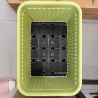 Jardinière rectangulaire surélevée en plastique PP vert et blanc, modèle 550, design moderne à panneaux grillagés, drainage, pour jardin domestique
