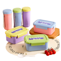 Vente flash : Contenants de stockage alimentaire en plastique sans BPA à 3 compartiments, multifonctionnels, compatibles micro-ondes, portables, étanches, boîte à lunch bento