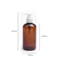 Bouteille en plastique ambrée de 250 ml, 500 ml, 8 oz, 16 oz, type Boston Round, avec pompe distributrice pour savon liquide, lotion, shampoing