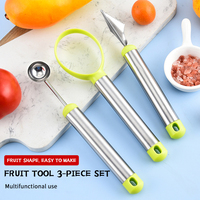 RVS 3-delige fruit snijset voor voedsel, grapefruitschepjes, meloenbolletjesvormer, pulp scheider