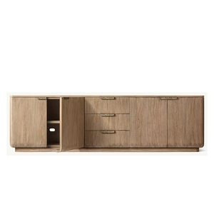 Buffet/Credenza/Meuble de rangement 4 portes et 3 tiroirs en bois de chêne naturel style Mid-Century de qualité supérieure Anchor Home pour salon, personnalisable OEM/ODM - Product Image 3