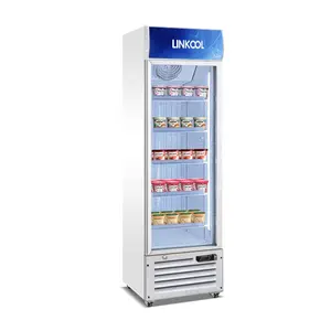 Prateleira comercial de sorvete com porta única, refrigerador vertical de vidro ajustável para armazenamento de gelato