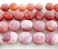 Perles d'agate rouge naturelle de 4 mm à 12 mm, effet givré, veinures de dragon, forme ronde, pour la fabrication de bijoux